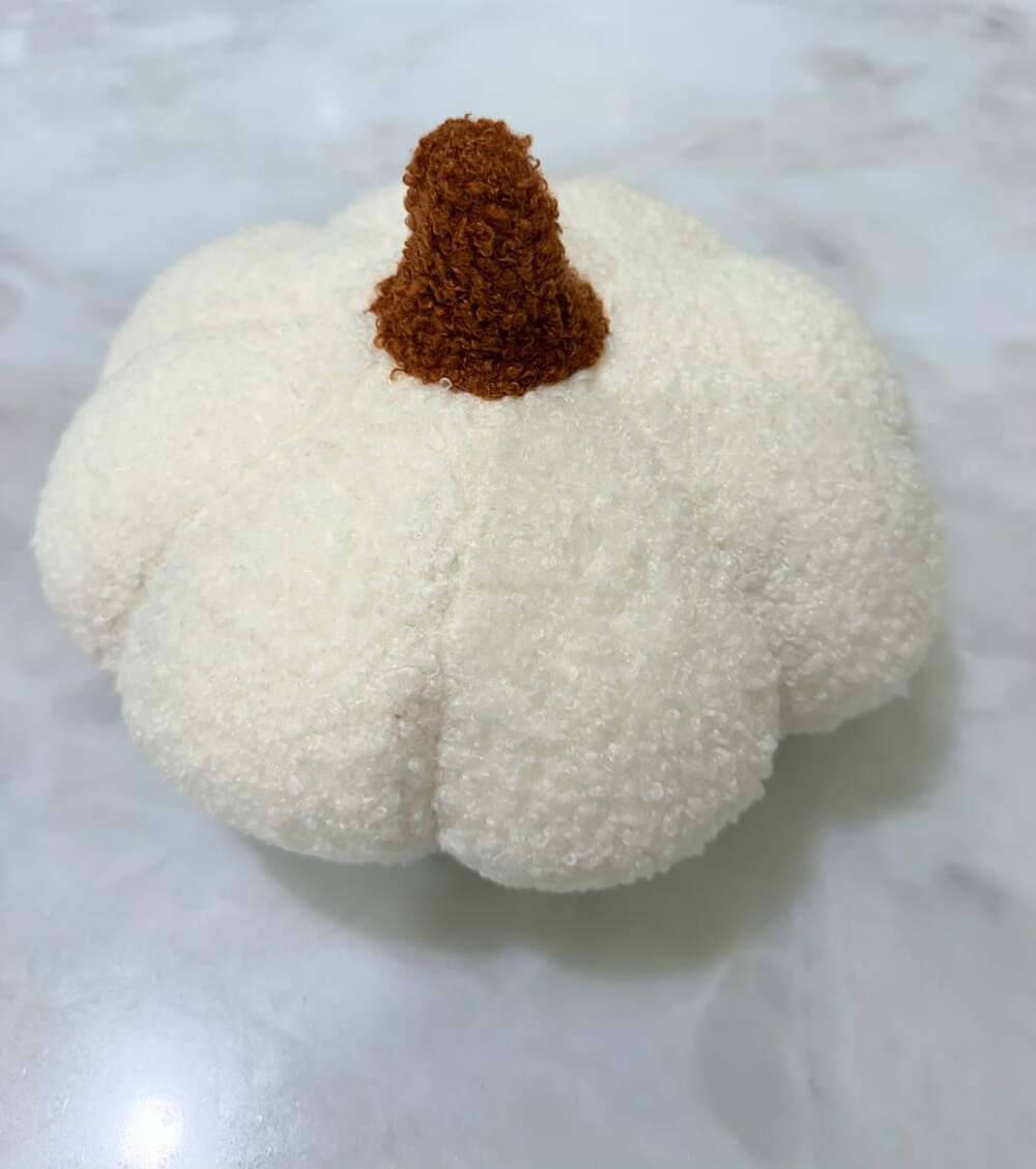 Pumpkin Plush Pillow White Boucle Fall Decor